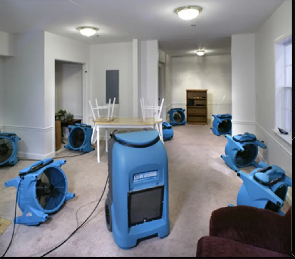 Air movers and dehumidifier setup for Water Damage Restoration in Statesboro